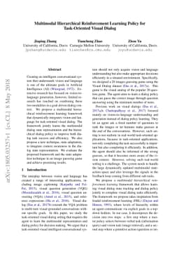 Multimodal Hierarchical Reinforcement Learning Policy for Task-Oriented
  Visual Dialog