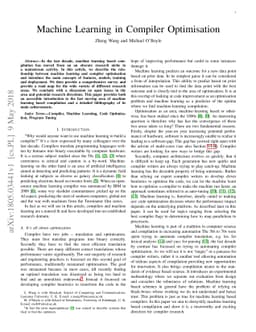Machine Learning in Compiler Optimisation