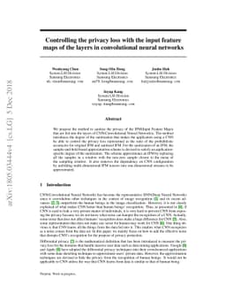 Controlling the privacy loss with the input feature maps of the layers
  in convolutional neural networks