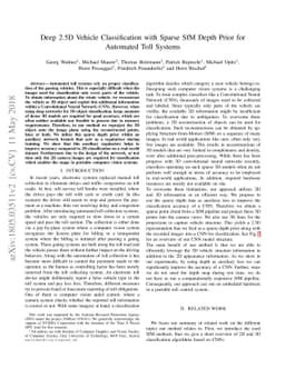 Deep 2.5D Vehicle Classification with Sparse SfM Depth Prior for
  Automated Toll Systems