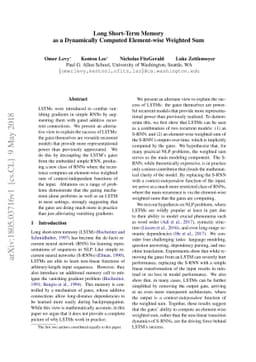 Long Short-Term Memory as a Dynamically Computed Element-wise Weighted
  Sum