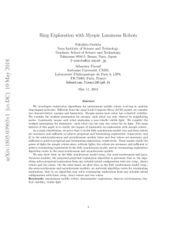 Ring Exploration with Myopic Luminous Robots