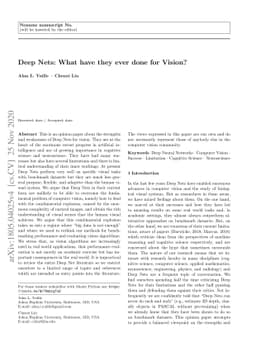 Deep Nets: What have they ever done for Vision?