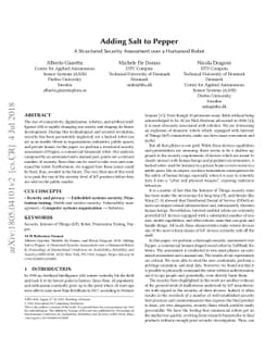 Adding Salt to Pepper: A Structured Security Assessment over a Humanoid
  Robot