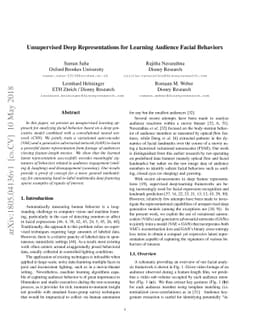 Unsupervised Deep Representations for Learning Audience Facial Behaviors