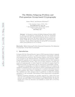 The Hidden Subgroup Problem and Post-quantum Group-based Cryptography
