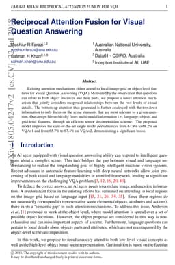 Reciprocal Attention Fusion for Visual Question Answering