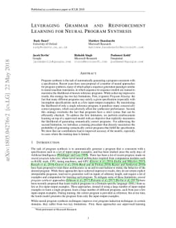Leveraging Grammar and Reinforcement Learning for Neural Program
  Synthesis