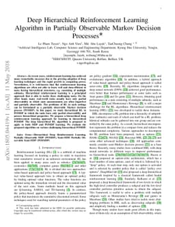 Deep Hierarchical Reinforcement Learning Algorithm in Partially
  Observable Markov Decision Processes