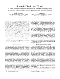 Towards Distributed Clouds