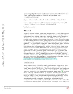Exploring object-centric and scene-centric CNN features and their
  complementarity for human rights violations recognition in images