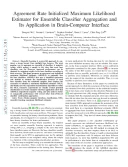 Agreement Rate Initialized Maximum Likelihood Estimator for Ensemble
  Classifier Aggregation and Its Application in Brain-Computer Interface