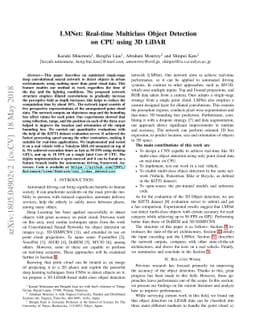 LMNet: Real-time Multiclass Object Detection on CPU using 3D LiDAR