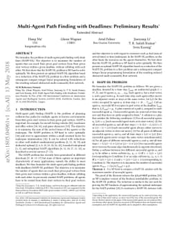 Multi-Agent Path Finding with Deadlines: Preliminary Results
