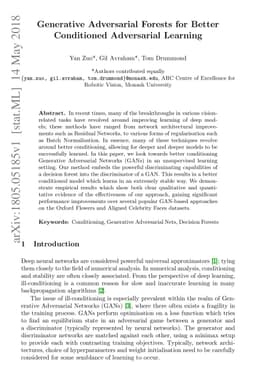 Generative Adversarial Forests for Better Conditioned Adversarial
  Learning