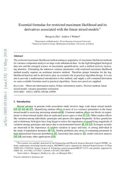 Essential formulae for restricted maximum likelihood and its derivatives
  associated with the linear mixed models