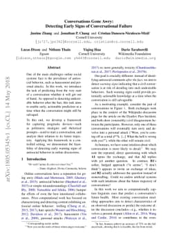 Conversations Gone Awry: Detecting Early Signs of Conversational Failure