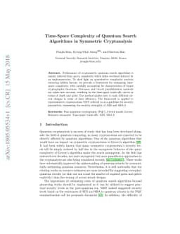 Time-Space Complexity of Quantum Search Algorithms in Symmetric
  Cryptanalysis