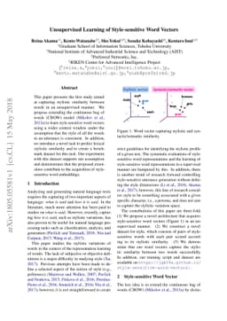 Unsupervised Learning of Style-sensitive Word Vectors