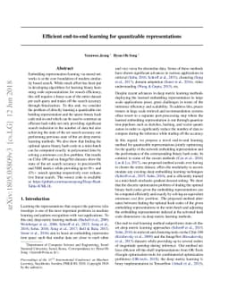 Efficient end-to-end learning for quantizable representations