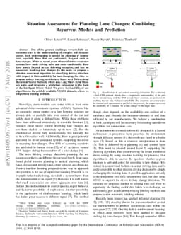 Situation Assessment for Planning Lane Changes: Combining Recurrent
  Models and Prediction