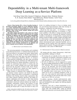 Dependability in a Multi-tenant Multi-framework Deep Learning
  as-a-Service Platform
