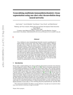 Generalizing multistain immunohistochemistry tissue segmentation using
  one-shot color deconvolution deep neural networks