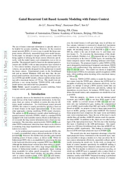 Gated Recurrent Unit Based Acoustic Modeling with Future Context