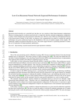 Low-Cost Recurrent Neural Network Expected Performance Evaluation