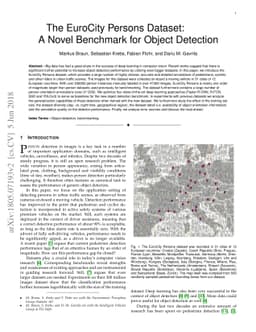 The EuroCity Persons Dataset: A Novel Benchmark for Object Detection