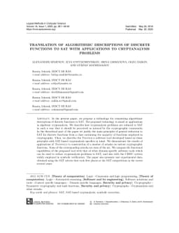 Translation of Algorithmic Descriptions of Discrete Functions to SAT
  with Applications to Cryptanalysis Problems