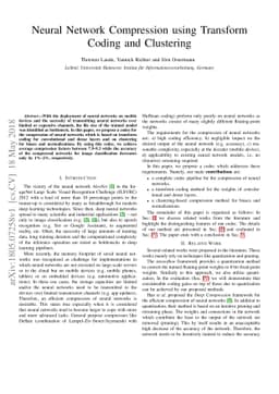 Neural Network Compression using Transform Coding and Clustering