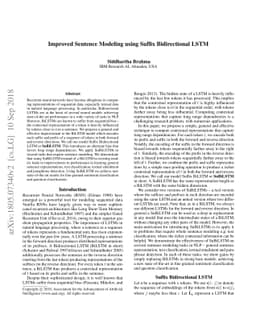 Improved Sentence Modeling using Suffix Bidirectional LSTM