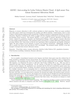 ALVEC: Auto-scaling by Lotka Volterra Elastic Cloud: A QoS aware Non
  Linear Dynamical Allocation Model