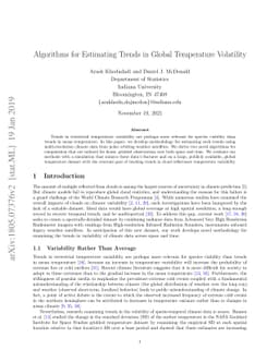 Algorithms for Estimating Trends in Global Temperature Volatility