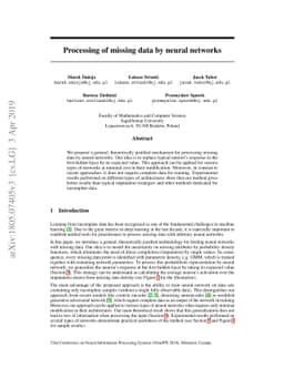 Processing of missing data by neural networks