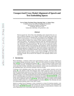 Unsupervised Cross-Modal Alignment of Speech and Text Embedding Spaces