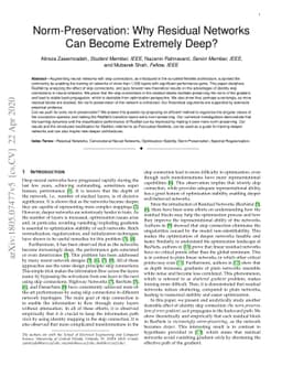 Norm-Preservation: Why Residual Networks Can Become Extremely Deep?