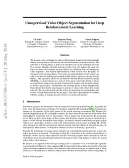 Unsupervised Video Object Segmentation for Deep Reinforcement Learning