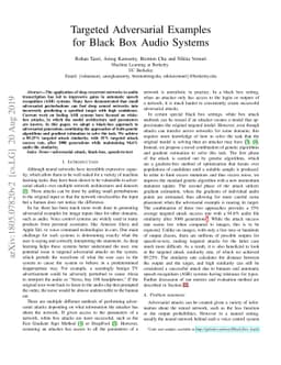 Targeted Adversarial Examples for Black Box Audio Systems