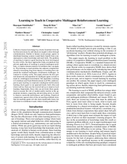 Learning to Teach in Cooperative Multiagent Reinforcement Learning