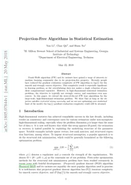Projection-Free Algorithms in Statistical Estimation
