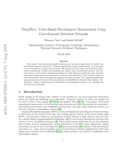 DeepPhys: Video-Based Physiological Measurement Using Convolutional
  Attention Networks