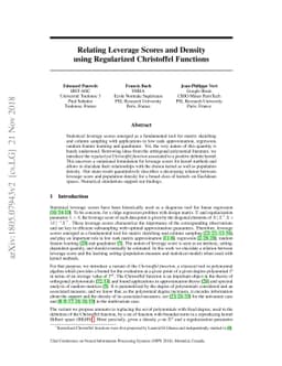 Relating Leverage Scores and Density using Regularized Christoffel
  Functions