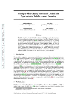 Multiple-Step Greedy Policies in Online and Approximate Reinforcement
  Learning
