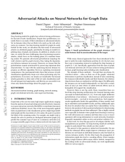 Adversarial Attacks on Neural Networks for Graph Data