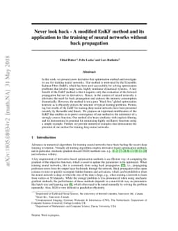 Never look back - A modified EnKF method and its application to the
  training of neural networks without back propagation