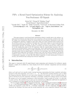 PiPs: a Kernel-based Optimization Scheme for Analyzing Non-Stationary 1D
  Signals
