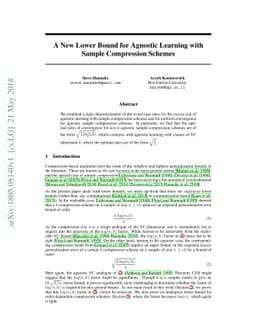A New Lower Bound for Agnostic Learning with Sample Compression Schemes