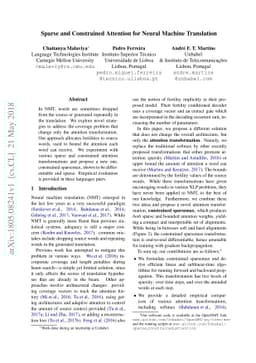 Sparse and Constrained Attention for Neural Machine Translation